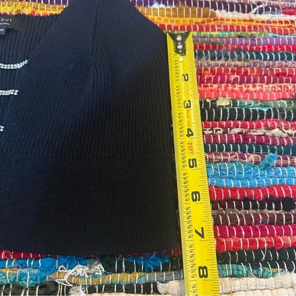 Debut Black Ribbed Tank Top with Jewel‎ Detail S/M - Picture 7 of 10